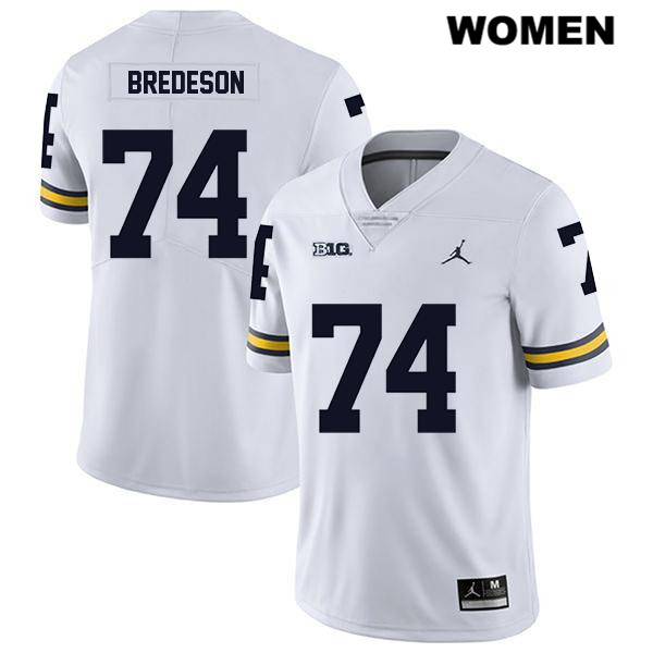 Women's NCAA Michigan Wolverines Ben Bredeson #74 White Jordan Brand Authentic Stitched Legend Football College Jersey JN25P75WF